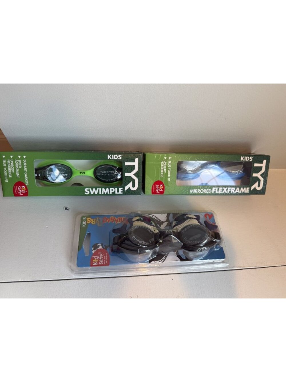 NWB TYR Lot of 3 Kids Swim Goggles Green Blue Black [jb]